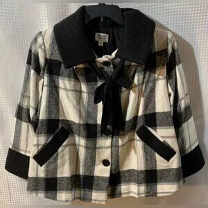 NWT L 10/12 Unique Vintage Black & White Plaid Check “Ahoy There!” Swing Coat